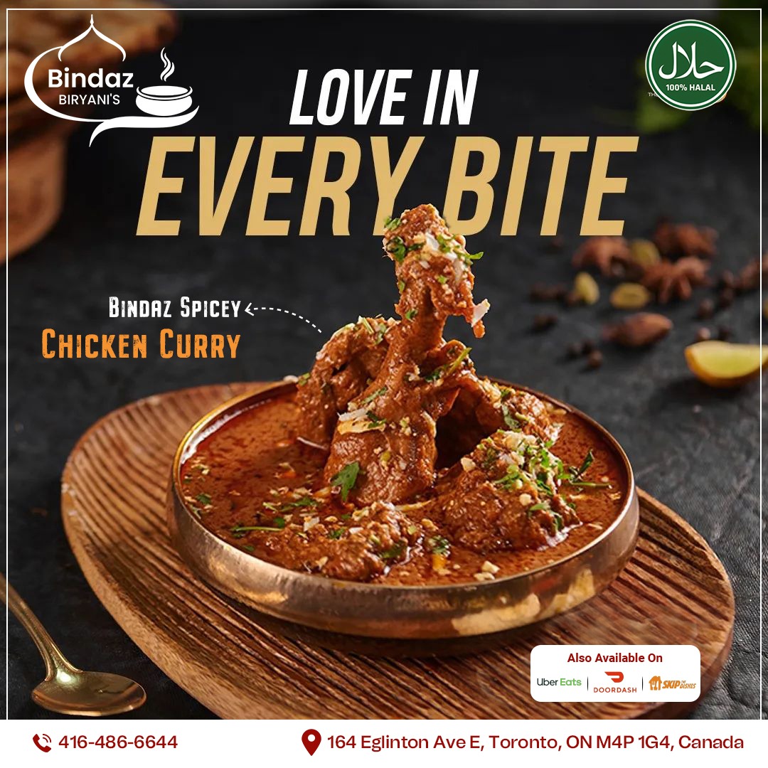 'Sizzle and spice in every bite! Dive into this #chickencurry🍗  sensation!'🍛✨
.
.

#CurryCrush #FoodieFavorites #InstaFood #FoodPorn #YummyYummy #DelishDish #TastyTreats #EpicEats #canada #eglinton #bindazbiryanis