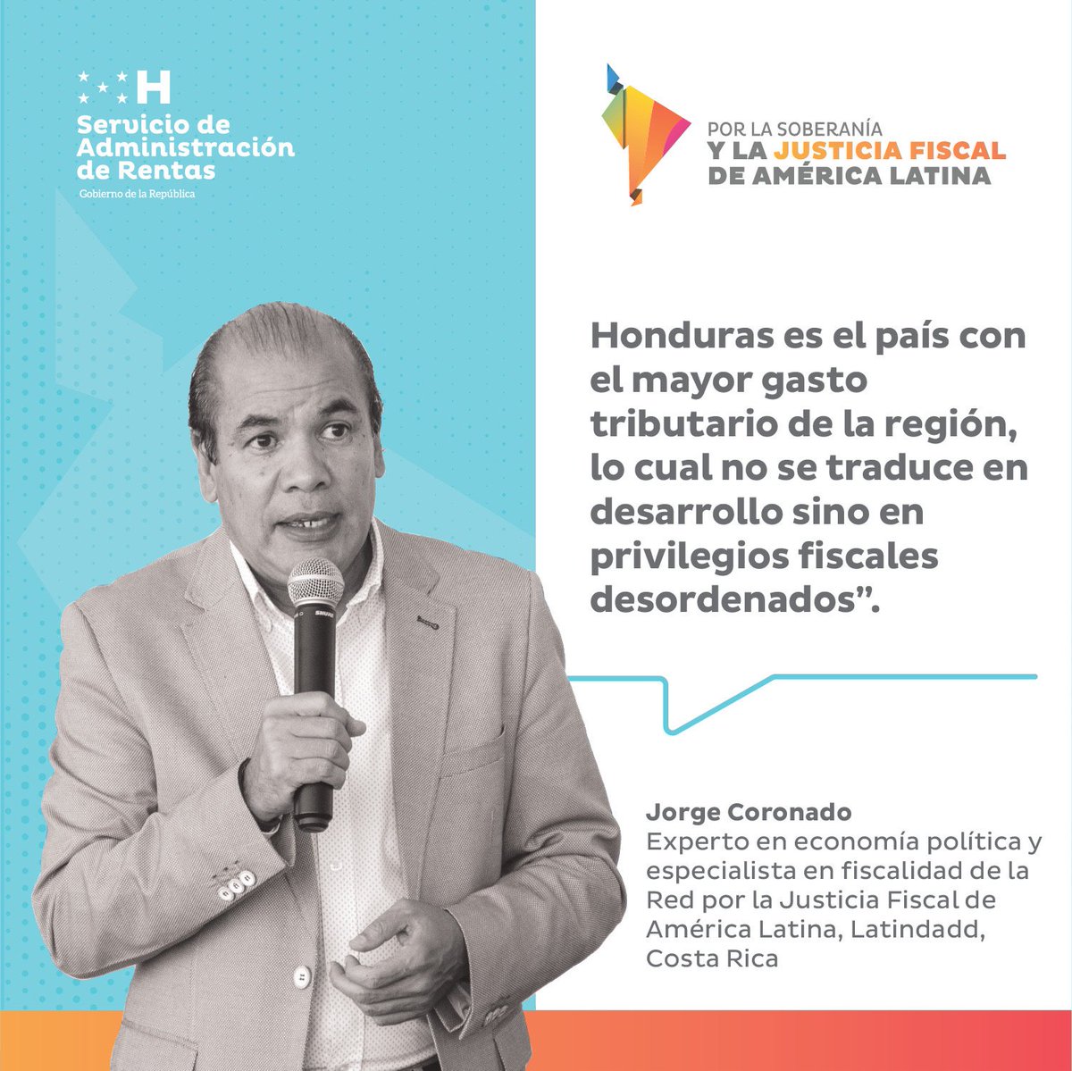 SARHonduras's tweet photo. Para el experto en economía política, Jorge Coronado, Honduras es el país de Latinoamericana con el mayor gasto tributario debido a los privilegios desordenados que se le han otorgado a unos pocos. https://t.co/MD3D5d4otn
