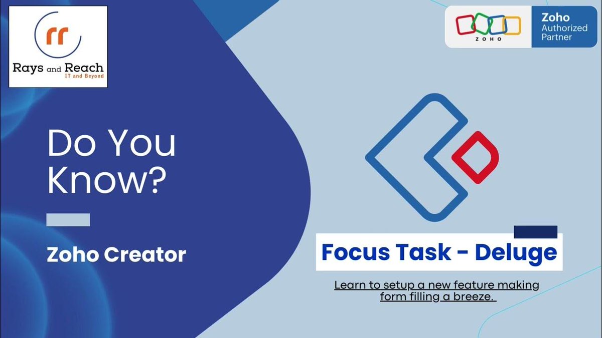 Rays_and_Reach's tweet photo. Discover the magic of Zoho Creator's Focus Deluge Task in our latest series in Tamil!
🔗Watch the video: https://t.co/kdZd8Bg9Gi
Subscribe our YouTube Channel now for more tips and tricks from Rays and Reach.
#ZohoCreator #RaysandReach #ZohoPartner #ZohoTamil https://t.co/kJEEiBJIQN