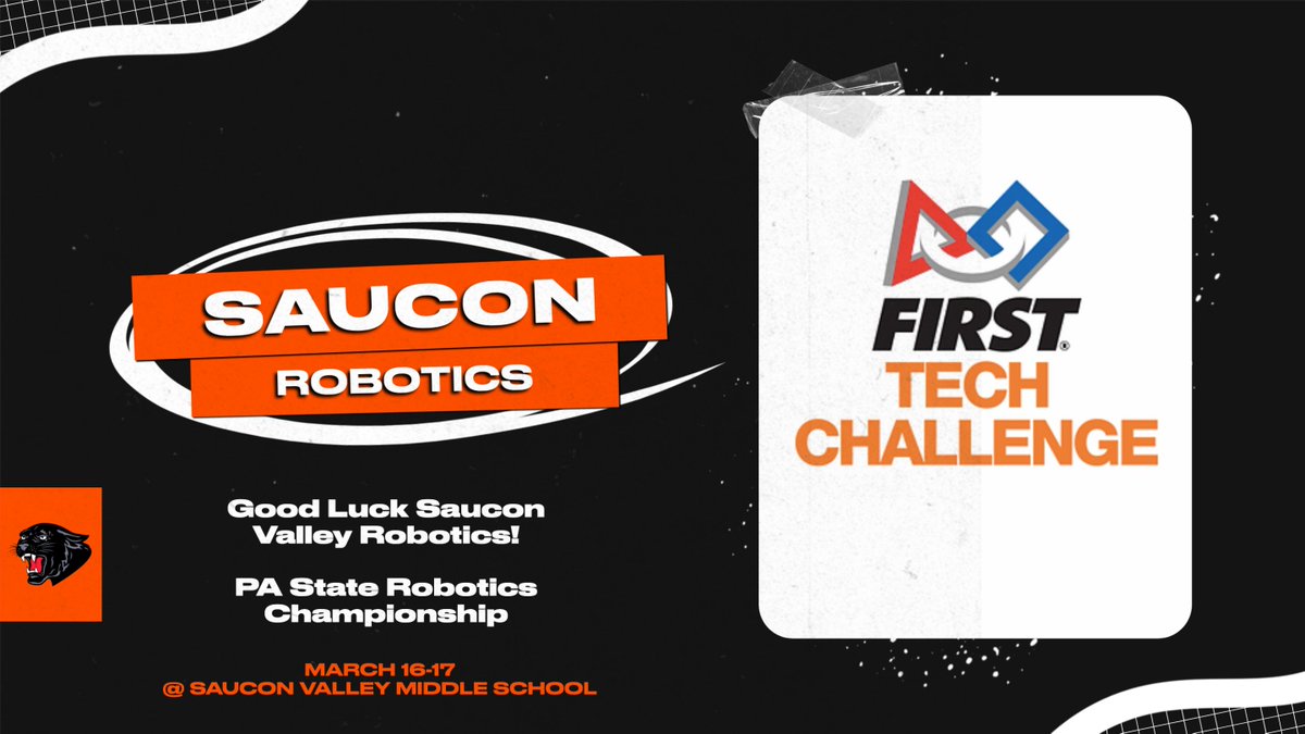 Good Luck Saucon Valley Robotics in this weekend's Pennsylvania State Robotics Championship! Saucon Valley is this year's host! Come see the action at Saucon Valley Middle School. #SVPanthers