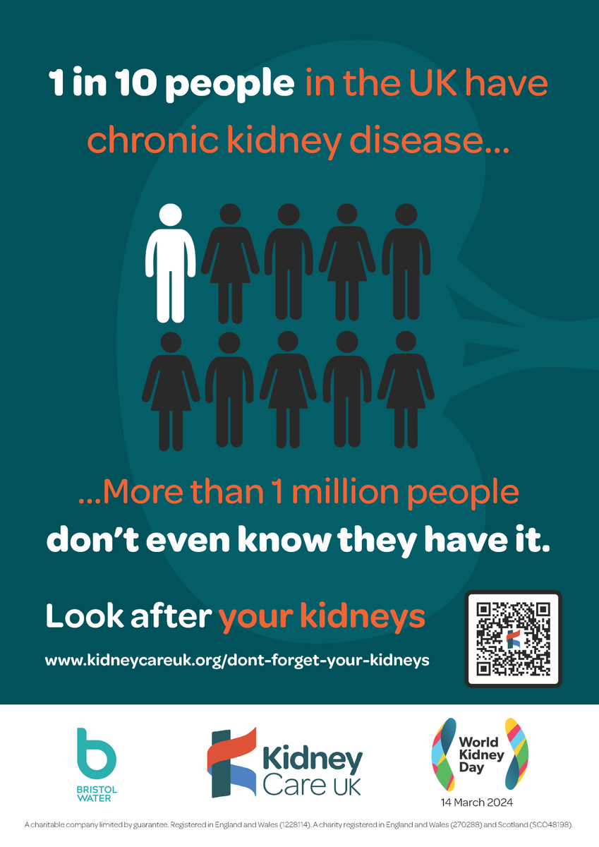 BristolWater's tweet photo. #WorldKidneyDay
We work closely with @kidneycareuk and @wessexwater to support more than 200,000 people with chronic kidney disease in the South West of England
There's lots of ways we can help, from support with bills to our #PriorityServiceRegister ▶️ https://t.co/gttU5geXnB https://t.co/K9ahiiEJ9x