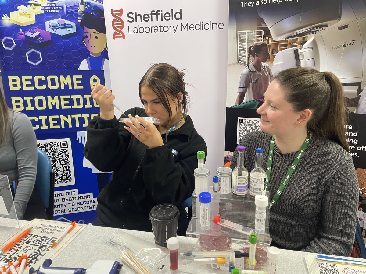 Final day of the #HealthCareScienceWeek stall located in the Huntsman Canteen. Come and see us for to find out more about careers in Health Care Science. Merchandise available.🥼🔬