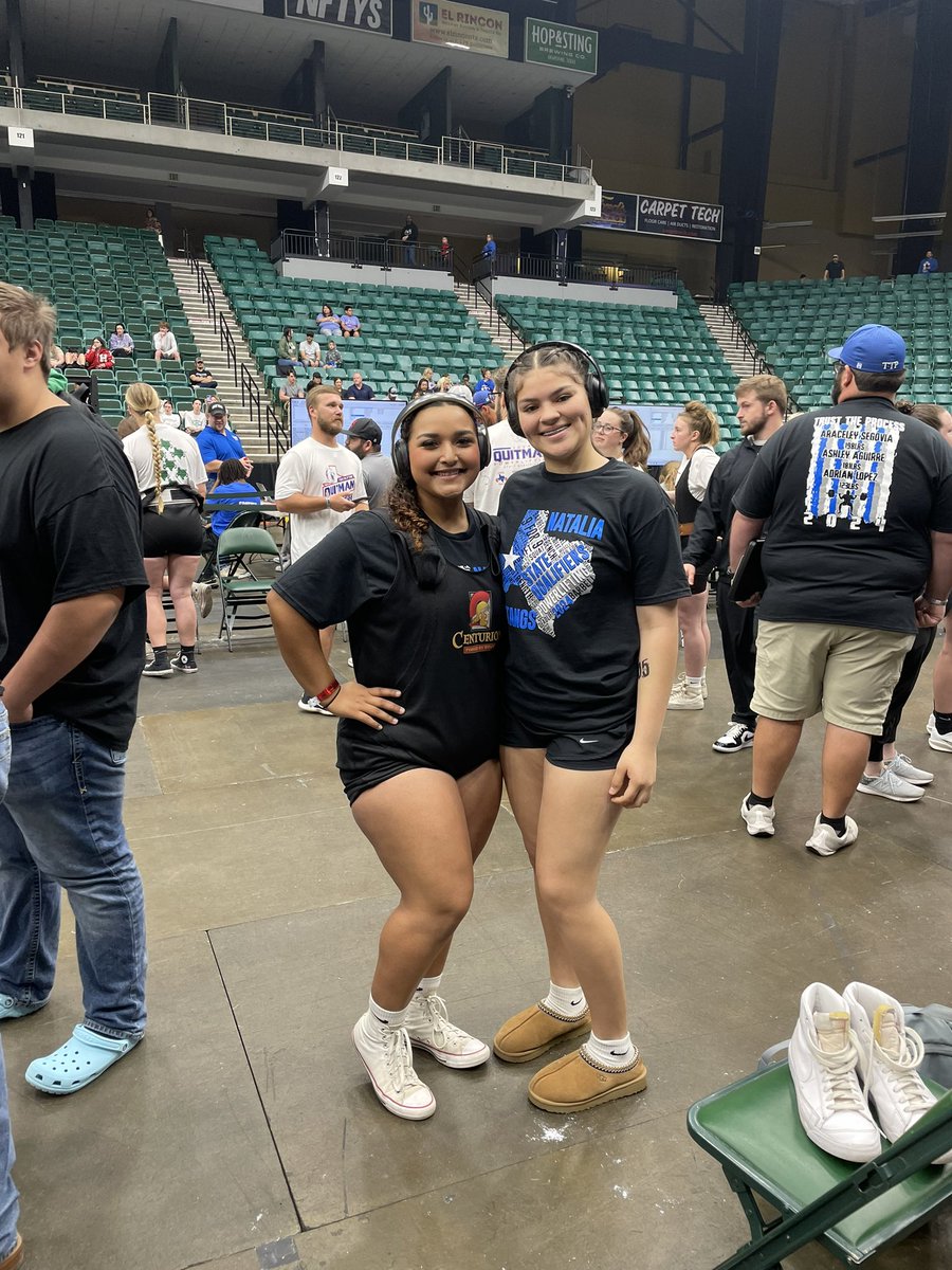 <a href="/NataliaSports/">Natalia Athletics</a> Araceley and Ashley are ready to attack today’s STATE meet! 🤍💙 #ttp #agnb #family