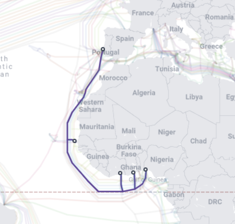 African Internet is hurting as submarine cable cuts/faults are piling up! MainOne cable down at around 07:30 UTC earlier today. submarinecablemap.com/submarine-cabl…
