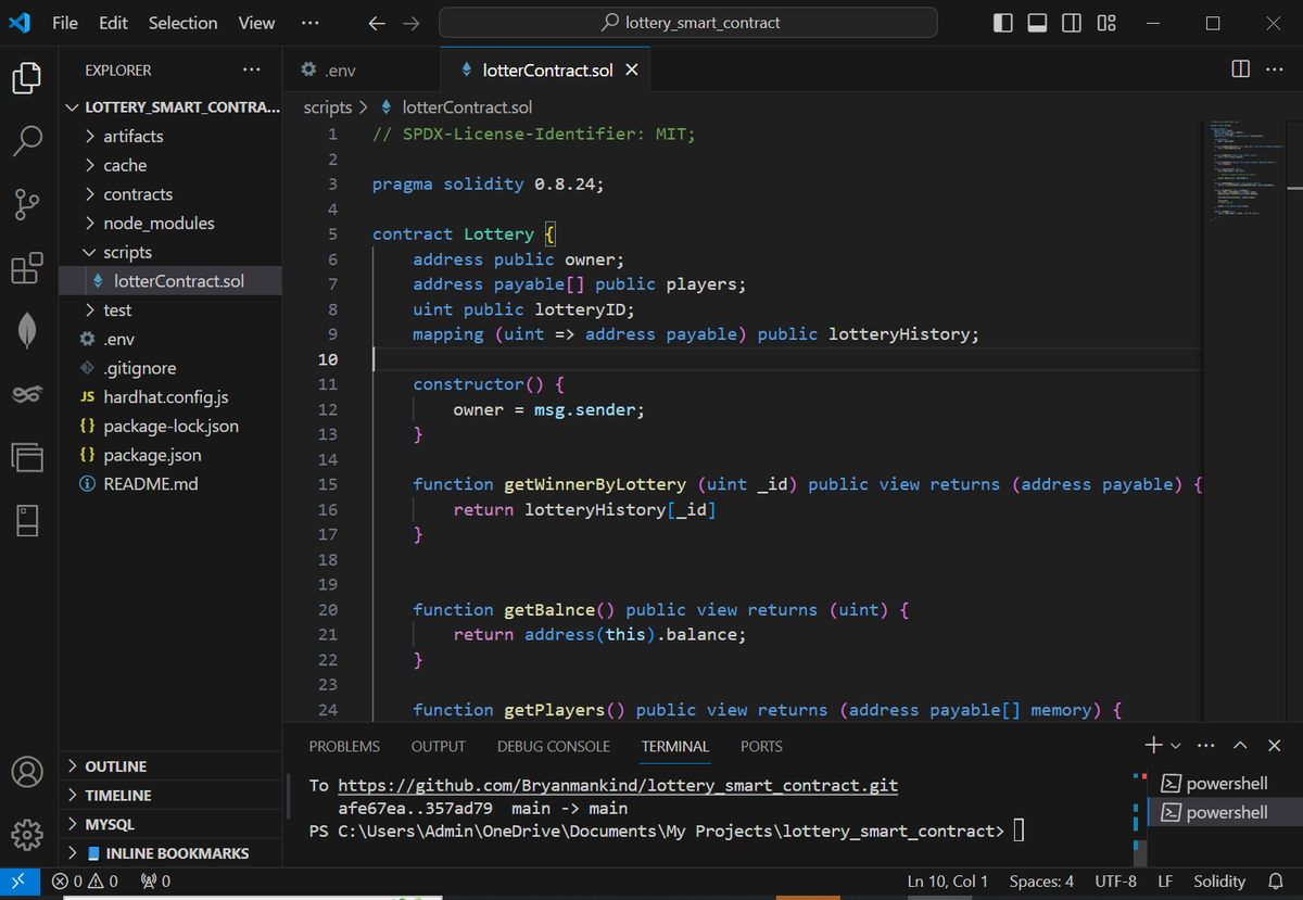 Bryan_Conquer22's tweet photo. I built this lottery smart contract, and I picked out some basic key topics in solidity I will be shearing.
#smartContract #Solidity #BriTech https://t.co/6h6gOeFgjh