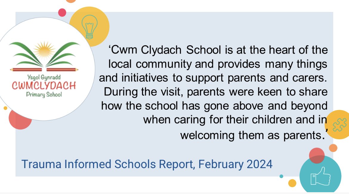 Cwmclydach Primary School (@cwmclydachpri) on Twitter photo Here are some of the things our Trauma Informed Schools assessor had to say about us!!
<a href="/CSCJES/">Central South Consortium</a> <a href="/RCTCouncil/">RCT Council</a> Here are some of the things our Trauma Informed Schools assessor had to say about us!!
<a href="/CSCJES/">Central South Consortium</a> <a href="/RCTCouncil/">RCT Council</a>