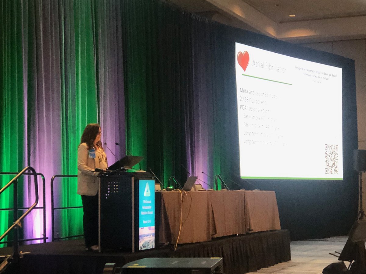 Update in CV care by Dr. Annemarie Thompson, current chair of ACC periop guidelines! "I hate AFib" - Postop AFib is significant problem after noncardiac surgery and it's not benign. #PERIOP2024