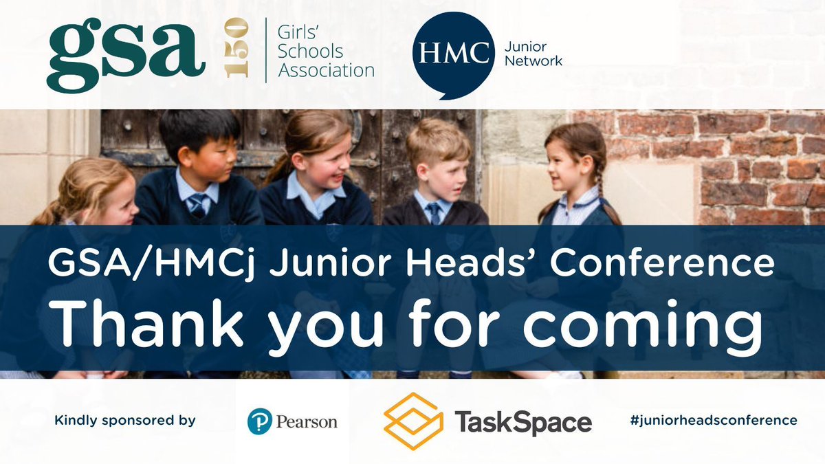 Thanks to all involved in the @HMC_Org & @GSAUK #juniorheadsconference 'Facing the future together; it starts with us' & to Taskspace @space_task & @Pearson_UK for sponsoring the event. We hope colleagues found the sessions & networking opportunities both informative & inspiring.