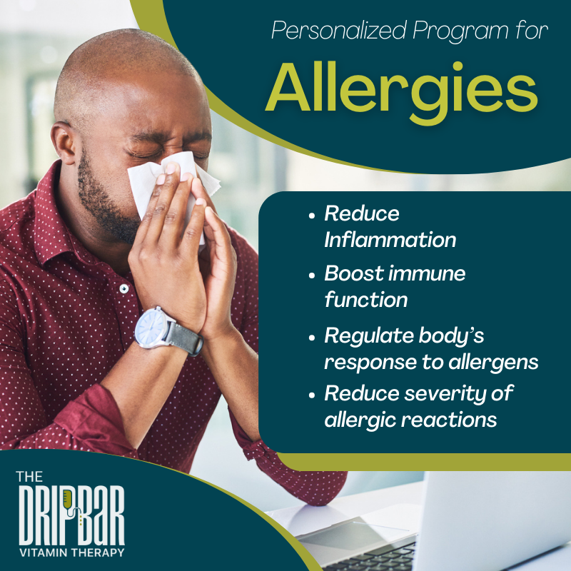 dripbarfoxboro's tweet photo. Our program for allergies uses a combination of IV Drips and Quick Shots to help regulate the body's immune response. (Not intended to diagnose, treat, cure, or prevent any disease. Please see FDA Disclaimer on our website.) #TheDRIPBaRFoxboro #Foxboro https://t.co/roosUnXCmG