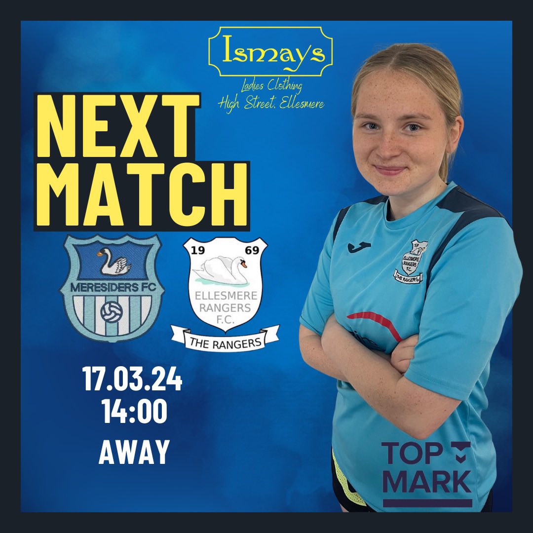 🟡NEXT UP🟡

The ladies are on the road again this weeekend as they face Meresiders 

📆 Sunday 17th March
⏰ 2pm KO
📍Mereside, Shrewsbury SY2 6LH
🆚 Meresiders
🏆 Shropshire FA Women's Super League