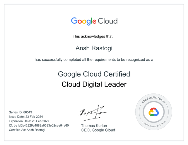 ImAnsh_16's tweet photo. Thrilled to share that I've become a certified Google Cloud Digital Leader! 💻☁️

This certification marks a key milestone in my journey into cloud technology, embracing innovative solutions from Google Cloud. 💡

#GoogleCloud #Cloud #innovation https://t.co/ZsjOMEPbzZ