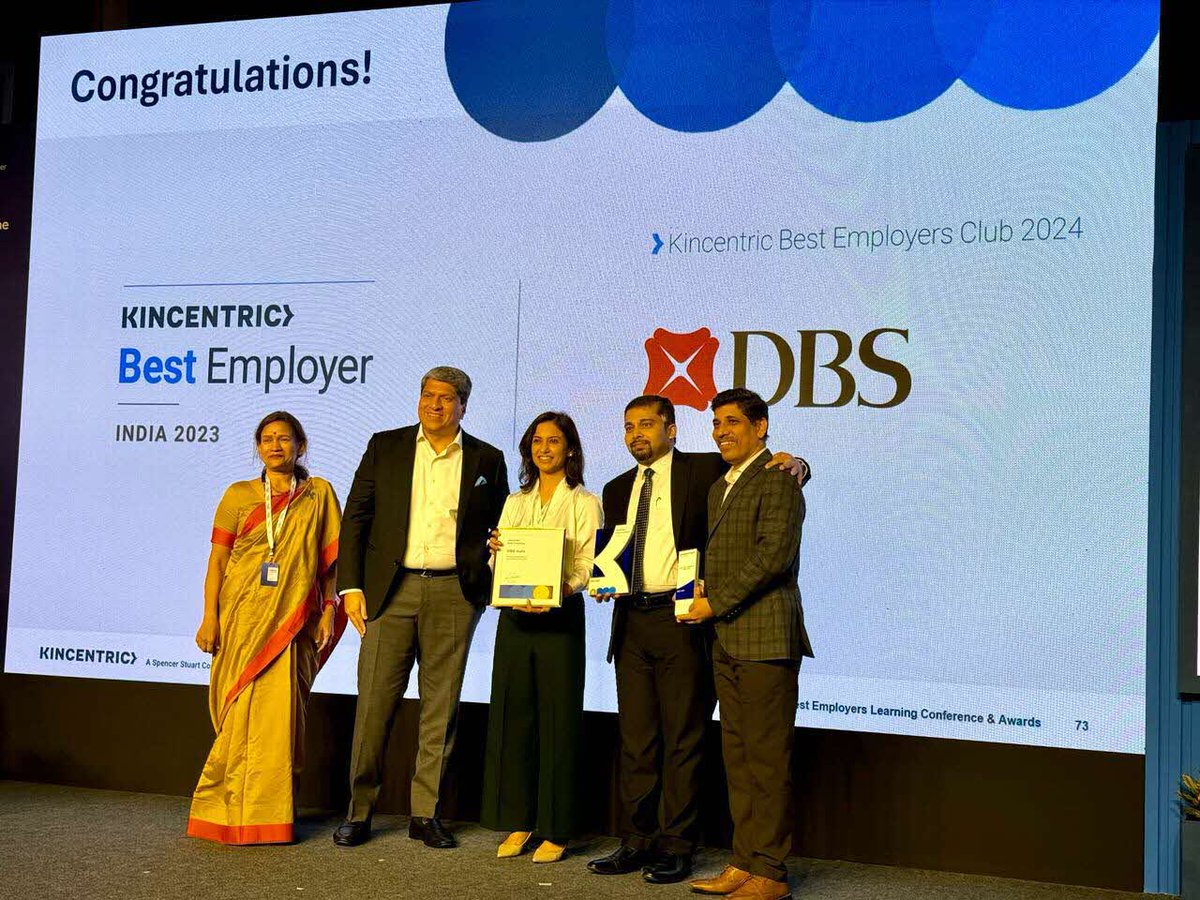 DBSBankIndia's tweet photo. #DBSBankIndia has been recognised as a ‘Best Employer’ for 2023 by @KincentricCo, marking our 4th consecutive recognition as a ‘Best Employer’ & our entry into the ‘India Best Employers Club’. With this, we remain committed to enabling our people to #LiveFulfilled.
#GrowWithDBS https://t.co/5HN6Yc5VbW