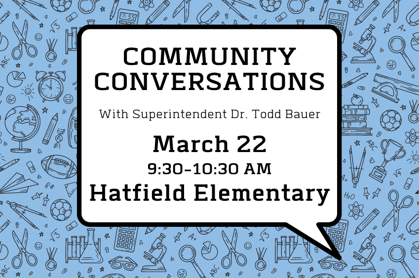 Join us for Community Conversations with the Superintendent, March 22, 9:30 AM, at Hatfield Elementary! Talk about all things North Penn in a small group setting. Registration is required, sign up now at forms.gle/C1MFvzQVbzHUoK… A valid ID is required to enter a school building.