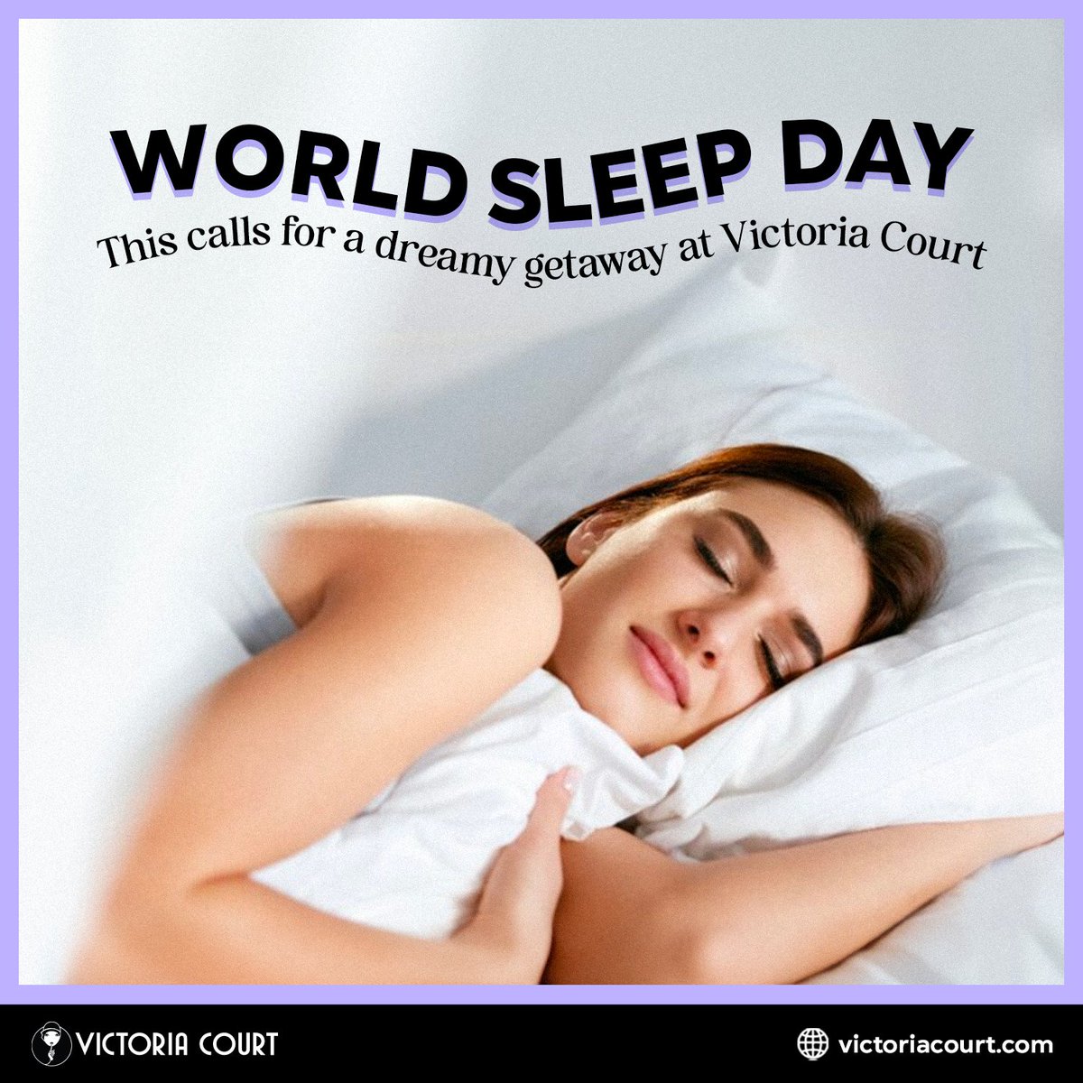 VictoriaCourtVC's tweet photo. It's World Sleep Day! 🛌🏼  So roll over and hit snooze for a few extra ᶻ 𝗓 𐰁 .ᐟ

How about a dreamy stay at Victoria Court? Forget things, get on the bed and have that cozy sleep!🌙 https://t.co/O3Xy2dsWqg