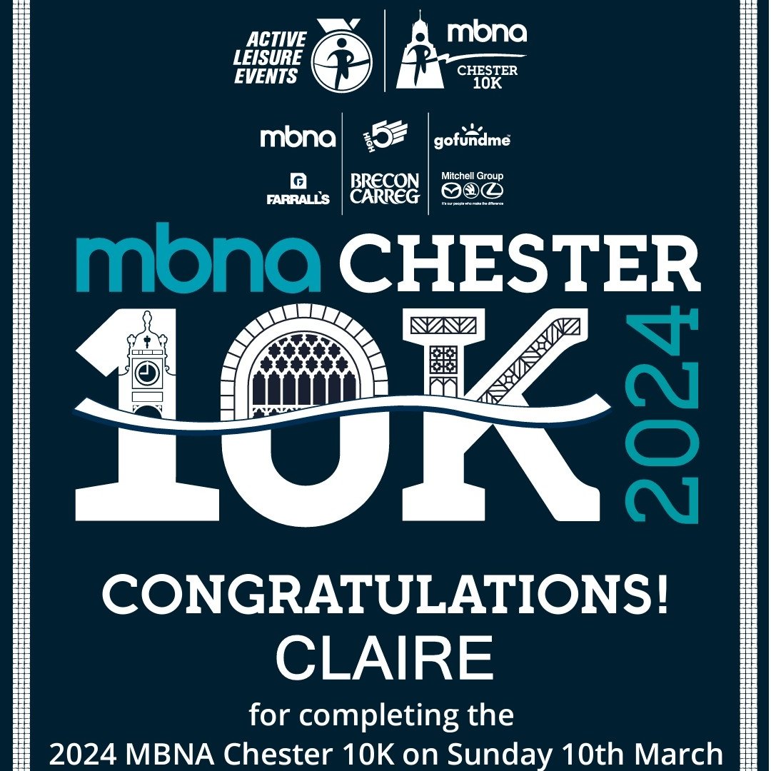 If you remember last week, we posted about one of our supporters Claire, who was getting ready to take part in the Chester 10K. We are delighted to let you know that Claire completed the run & has also helped raise funds to support Once Upon a Smile. Claire-you are a superstar!🧡