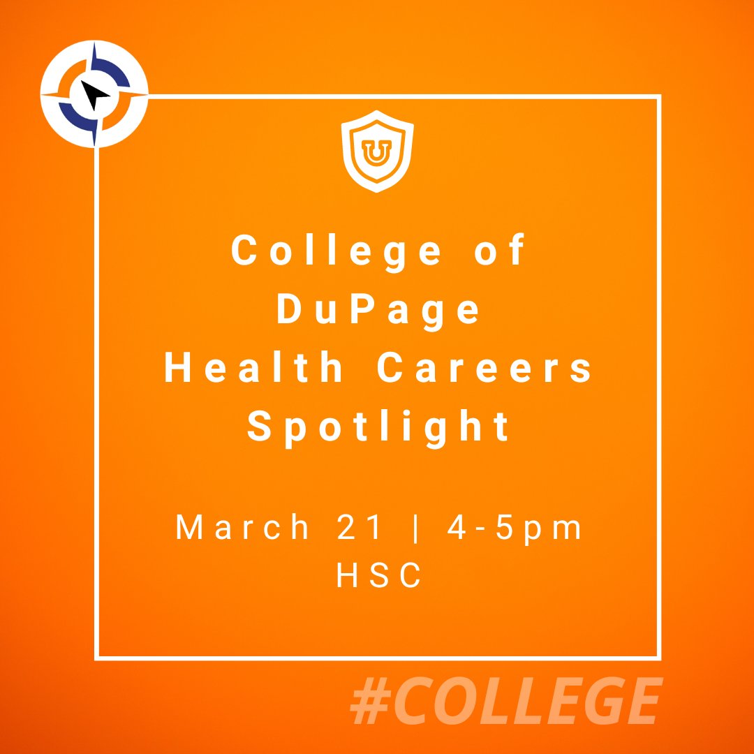 Are you considering a career in Health Sciences? If so you should plan to attend the Health Career Spotlight event at @CollegeDuPage on 3/21 @ 4pm. For more info & to register, visit: cod.edu/calendar/#even… #Empower203