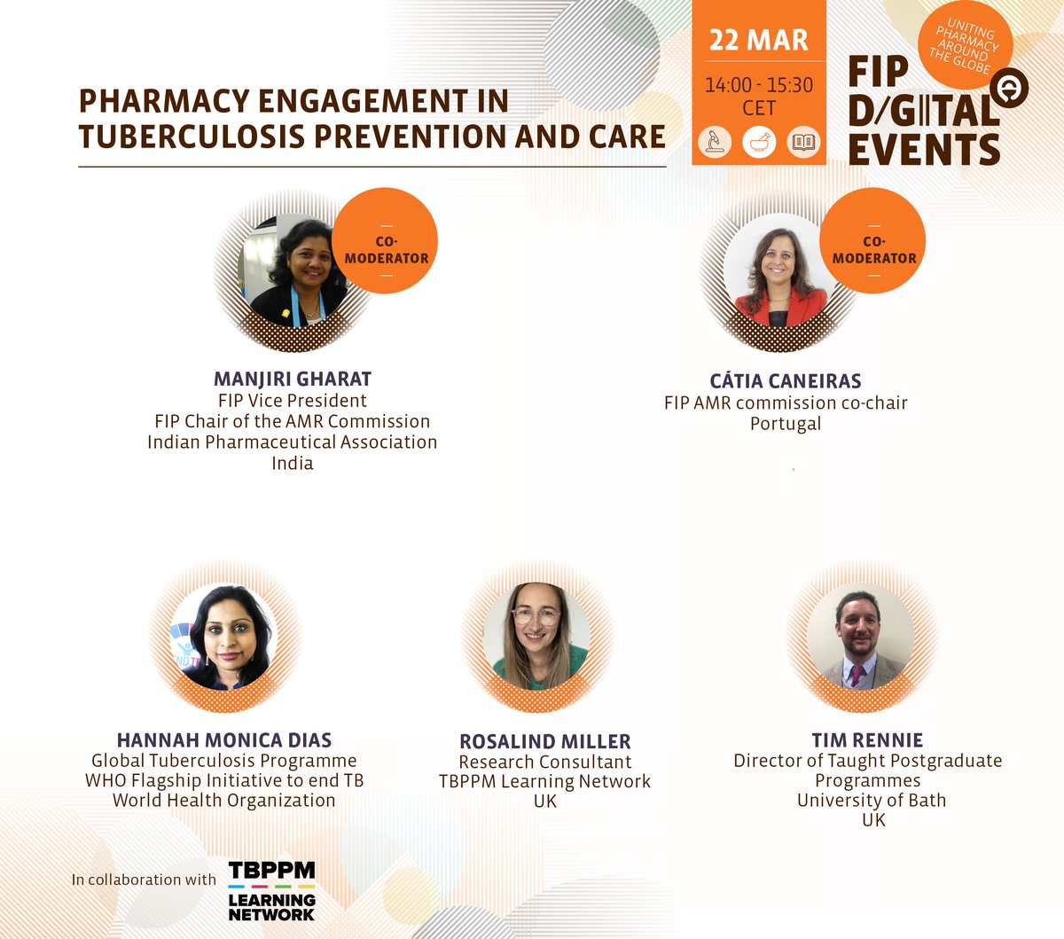 Join our digital event on 22 March at 14:00 CET to mark #WorldTBDay and learn how to strengthen pharmacy engagement, foster collaboration and contribute to a TB-free world:us02web.zoom.us/webinar/regist…