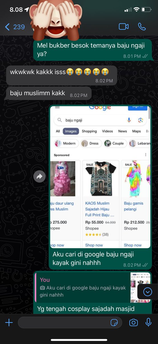 disprefer's tweet photo. Baju muslim tan bukan baju ngajiii 😭😭
Pas di search baju ngaji keluar baju cosplay jadi sajadah masjid 🥲🥲🥲 https://t.co/JmEX95v0Fz