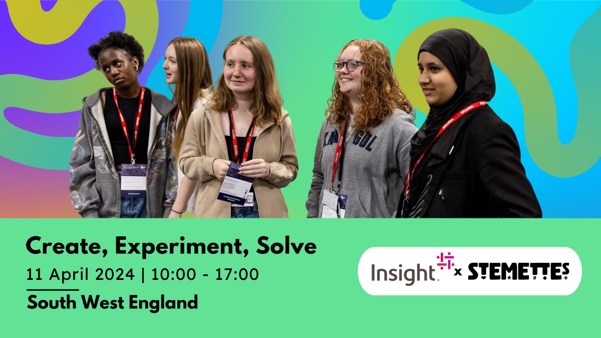 🌈 Bristol, get ready for a tech-tastic takeover! Join us for a day filled with coding, AI adventures &amp; problem-solving fun! ✅ Plus, there's free food &amp; cool prizes waiting for you! 

📆 11th April 
🌟 Ages 5-25

Sign up! stemettes.org/events/create-…

#InsightxStemettes @insight_UK