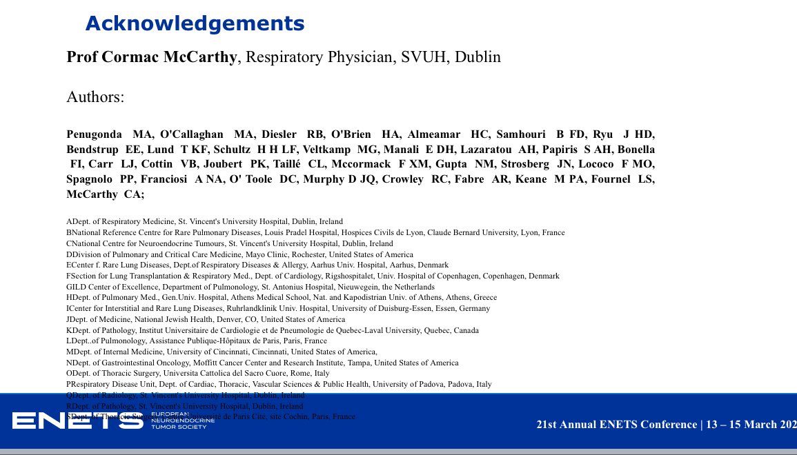 Delighted to present the DIPNECH International case series <a href="/svuh/">St Vincent's University Hospital (SVUH)</a> part of at #ENETS24 
#NETS #neuroendocrinecancer