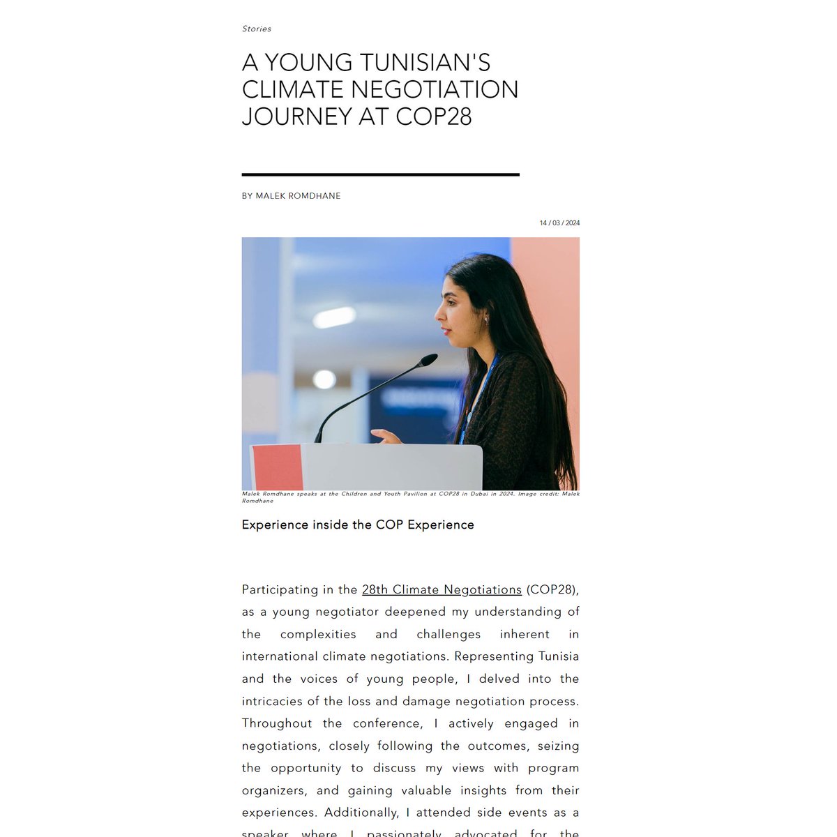 LossandDamage's tweet photo. 1/4. 📰NEW BLOG: Writing for @youthmakechange, @RomdhaneMalek2 shares her experience as a member of the #NewGenoration representing Tunisia as a junior #ClimateNegotiator at #COP28. 🌐

🔗Read it here: https://t.co/KAjHvP23RN https://t.co/Hbj3dQOHx7