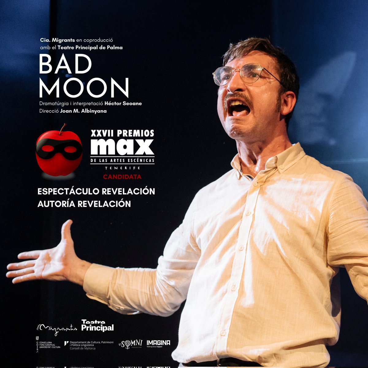 "Bad Moon es una explosiva reflexión entorno al TOC. Un ejercicio de desdoblamientos y malabarismos interpretativos" (El Mundo).
.
Candidata a 2 premios MAX
.
No te la pierdas!
.
🗓️ 5, 6 y 7 de abril 
📌 Teatre Mar i Terra (Palma)
🎟️ palmacultura.koobin.cat/index.php?acti…