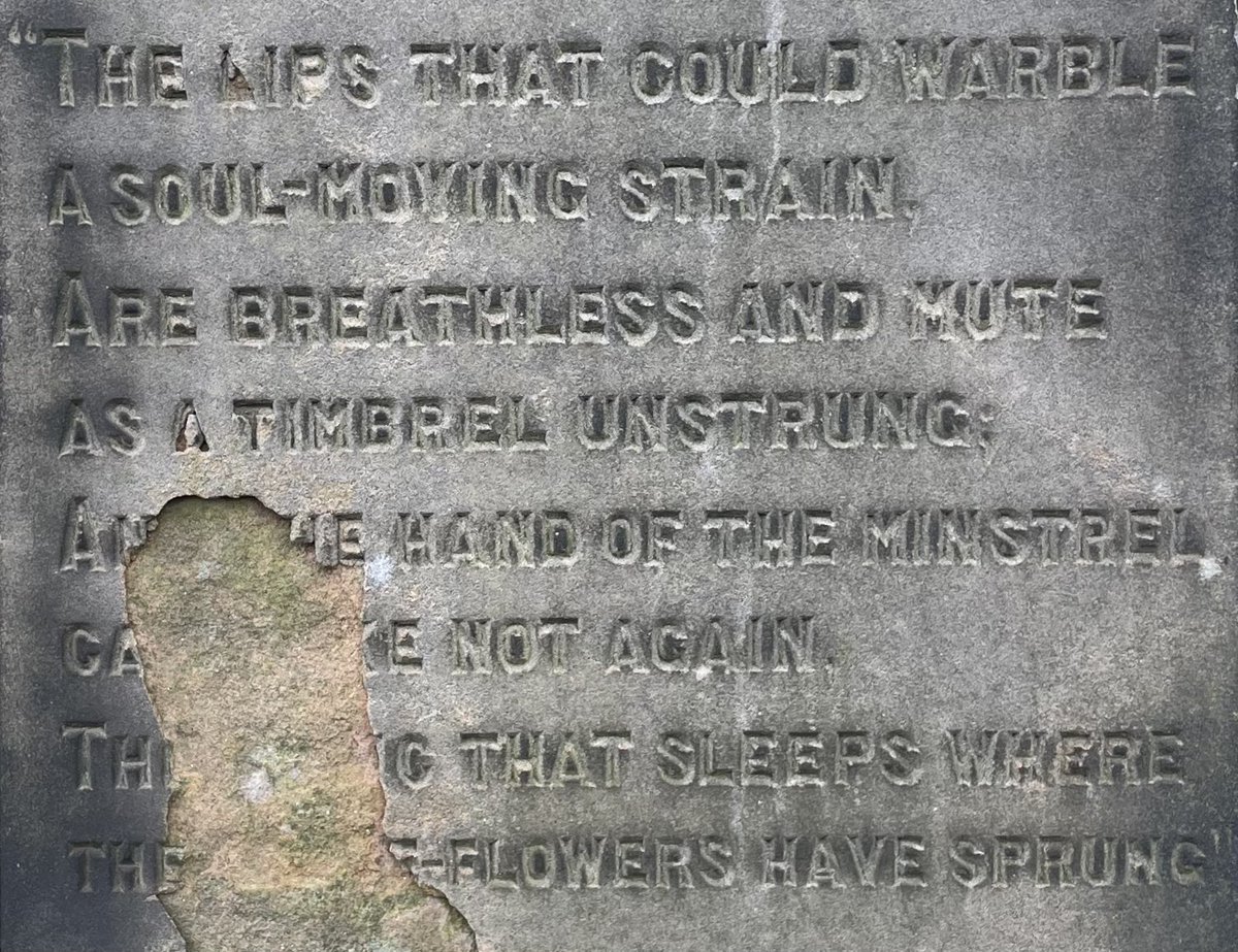 “The lips that could warble A soul-moving strain, Are breathless and mute As a timbrel unstrung; And the hand of the minstrel Can wake not again, The music that sleeps where The grave-flowers have sprung.” #CaltonNewBurialGround #Edinburgh #GravesidePoetry