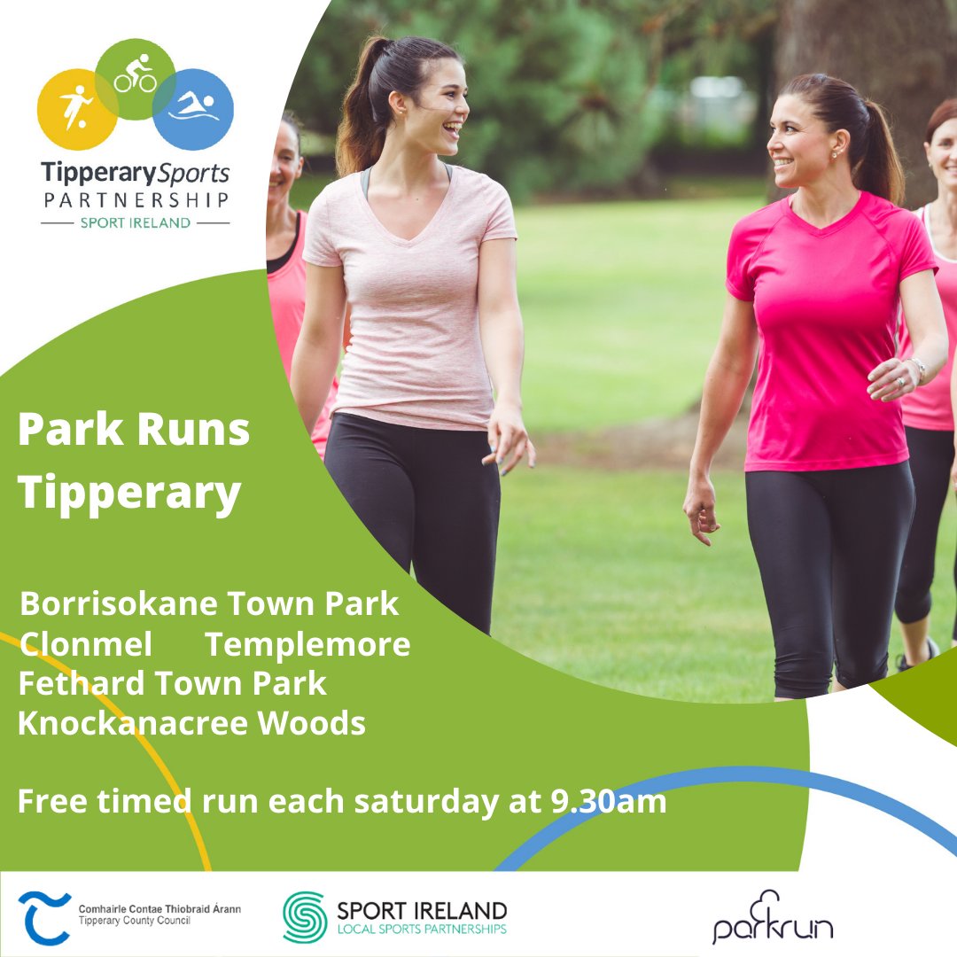 ☘️This St. Patrick's Weekend why not join your local Park Run this Saturday morning at 9.30am ☘️☘️ If you haven't previously done a park run register on parkrun.ie/register/ ☘️ @SportIreland @TipperaryCoCo #BeActiveTipperary #Parkrun