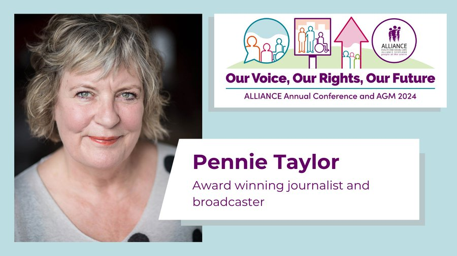 Our annual conference: ‘Our Voice, Our Rights, Our Future’ will be chaired by the amazing Pennie Taylor @ptupdate Don't miss out on booking your place for 1 May 2024 at Radisson Blu, Glasgow #ALLIANCEConf24 You can read more and secure your place here: alliance-scotland.org.uk/alliance-annua…