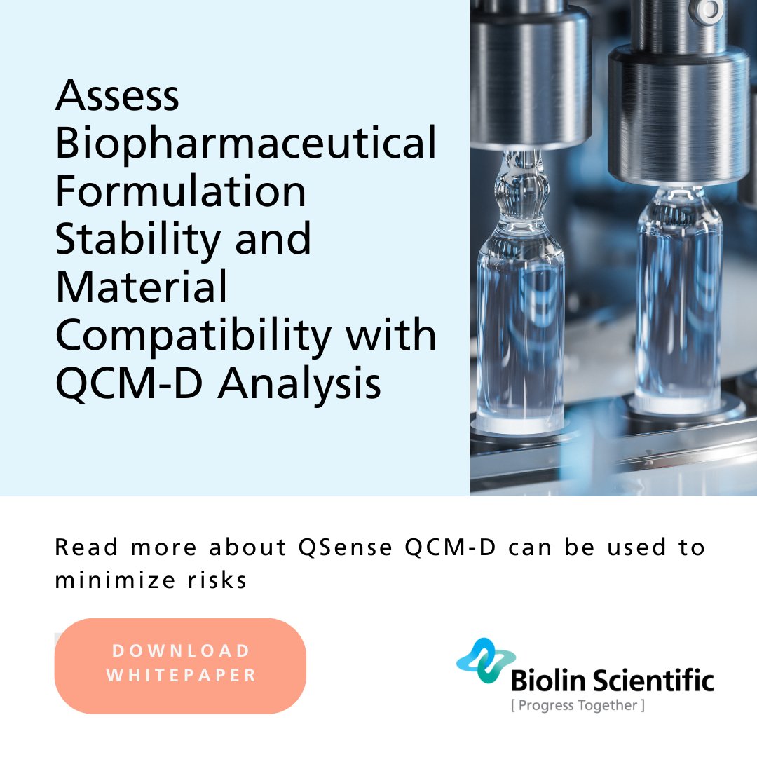 In the lifecycle of a biopharmaceutical drug, maintaining stability and material compatibility is paramount. Complex interactions with surfaces can bring challenges. learn how QCM-D technology can be used to minimize risks hubs.li/Q02psg8z0