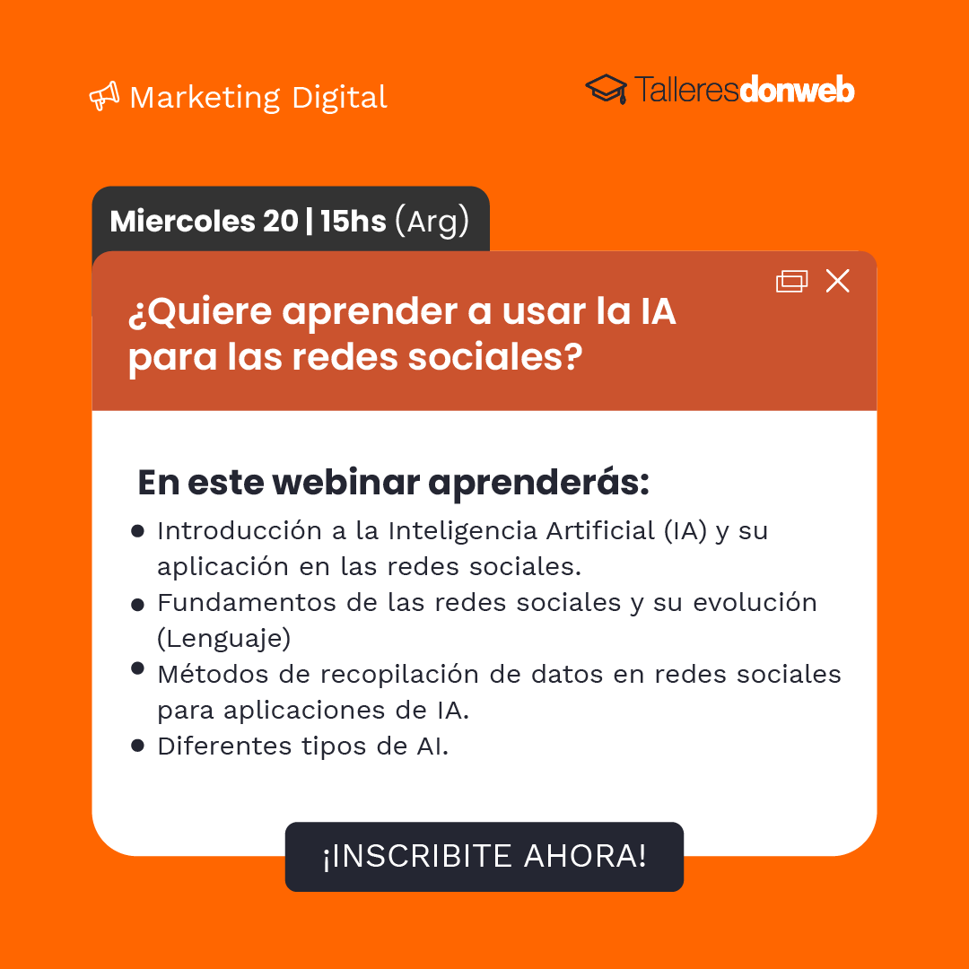 DonWebOficial's tweet photo. Si todavía no le encontraste la vuelta a la inteligencia artificial en las redes sociales, este taller es para vos! Reserva tu lugar 👉https://t.co/RAHeM9H0Hh 

#talleresDonWeb #tallergratuito #marketingdigital #emprendedores #inteligenciaartificial #redessociales https://t.co/i1NXnValPJ
