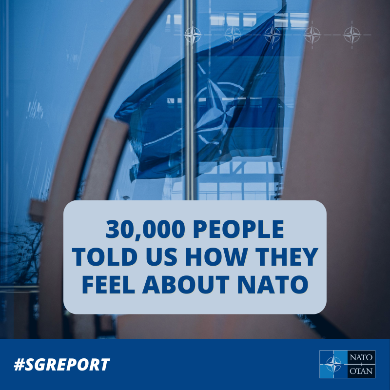 NATO's tweet photo. We asked over 30,000 citizens how they feel about security, defence and NATO

➡️ Swipe or tap to see the results ⤵️

#SGReport