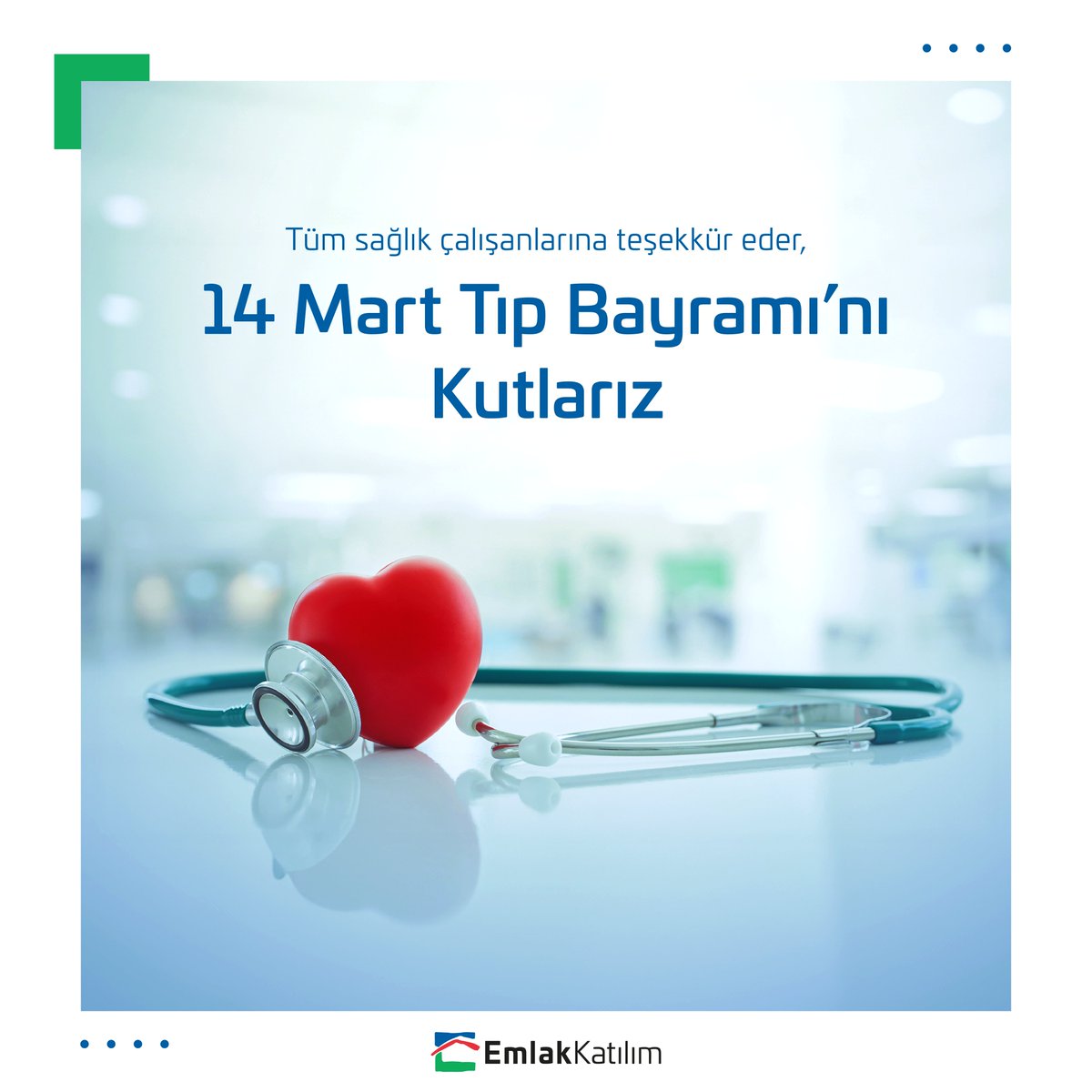 Tüm sağlık çalışanlarına minnet ve şükranlarımızı sunuyor, 14 Mart Tıp Bayramı'nı kutluyoruz. #TıpBayramı #EmlakKatılım