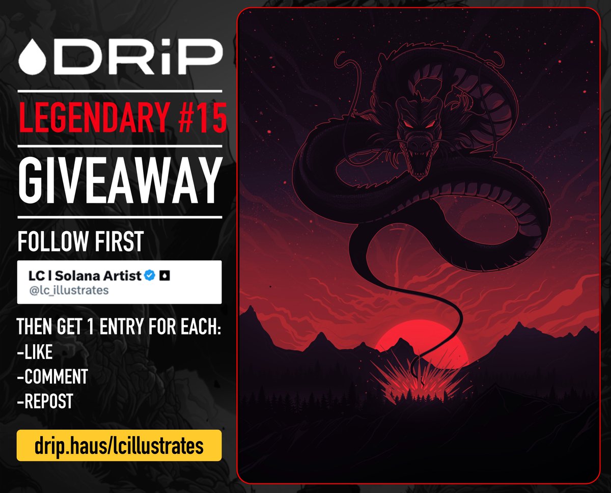 ⚔️ Legendary <a href="/drip_haus/">DRiP 💧</a> Giveaway!  

This is your last chance for a FREE Legendary for S1.
(Supply: 65)

First, make sure you're following! 

Then Like, Comment on, or Repost this to enter!  
1 action = 1 entry

⬇️Subscribe to my Drip for Season 2⬇️
