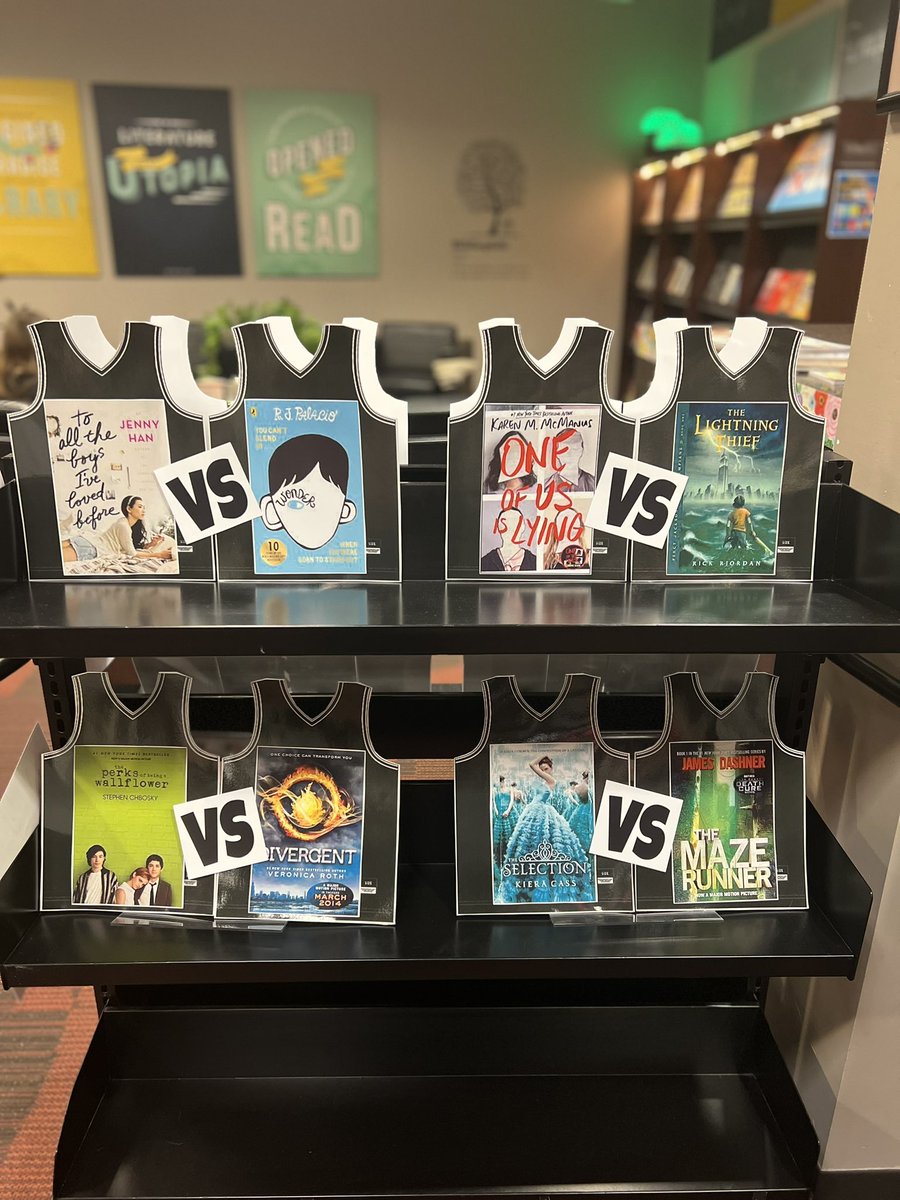 HHS_LMC's tweet photo. It’s March Book Madness!!! Here are the Sweet Sixteen. Which books will move on to the Elite Eight? @dix_stephanie @BlackcatMatt https://t.co/zlpLhTIkjc