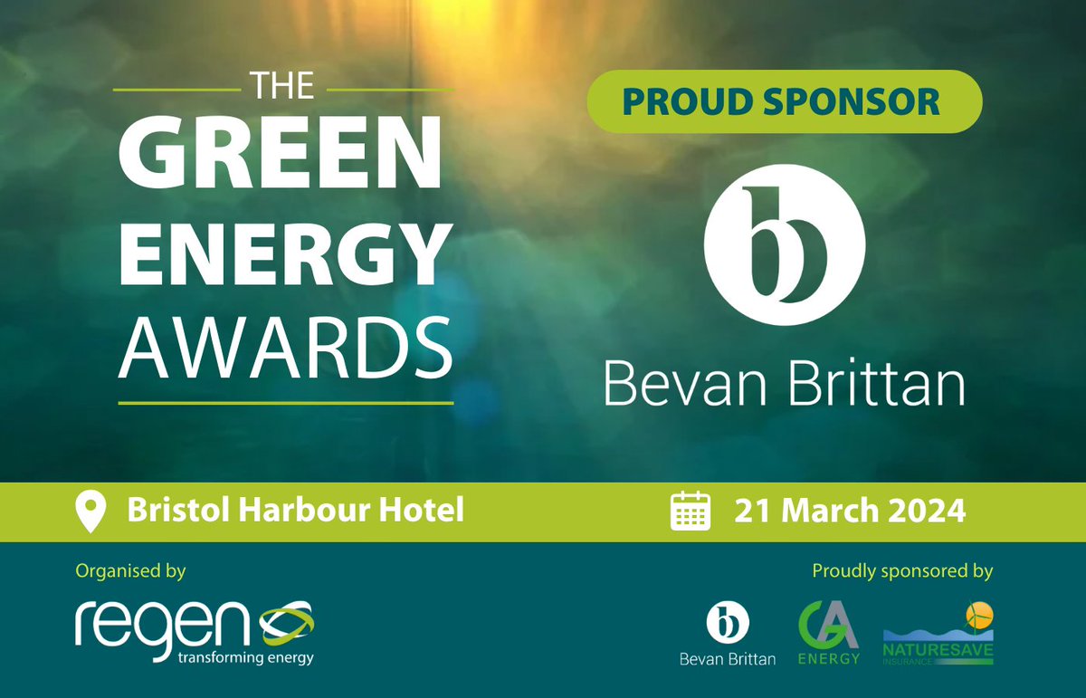 One week to go until the @Regen_insight Green Energy Awards 2024! We're delighted to be sponsoring the 'Net Zero Energy Developer' award. Good luck to all the finalists and see you all at the awards on 21 March. lnkd.in/eEtGekjy #energylaw #renewableenergy