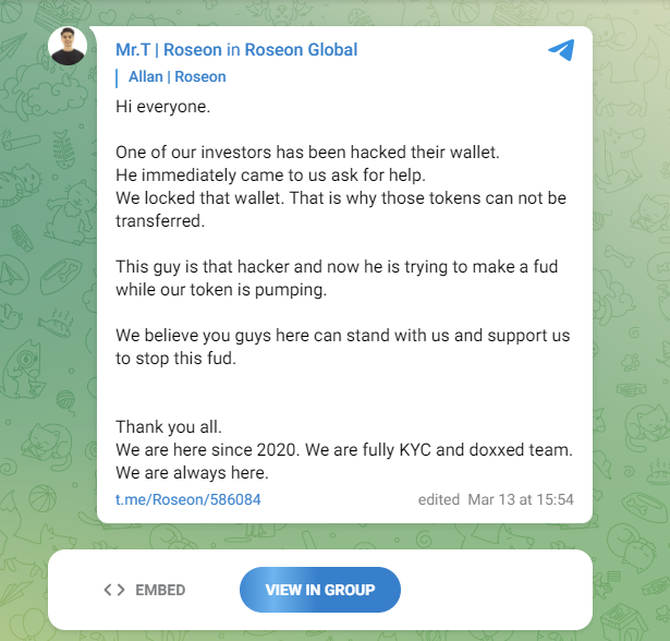 This is just a lie told to the community to trap more people. If you believe this and continue investing, one morning they will steal everything like Luna.