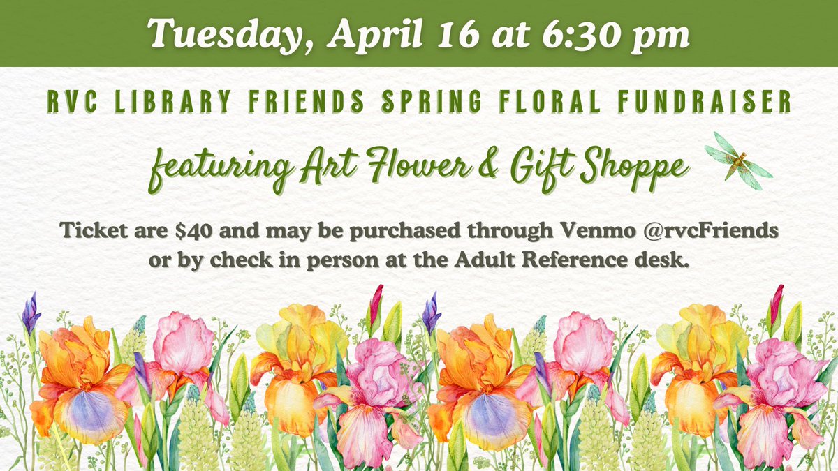 rvcpl's tweet image. Join the Friends on Tuesday, April 16 at 6:30pm, to discover the flowers of spring with Keith Linsalata from Art Flower &amp;amp; Gift Shoppe!💐 

#RVCLibrary #LibraryFriends #Spring #SpringFlowers #Flowers #RockvilleCentre