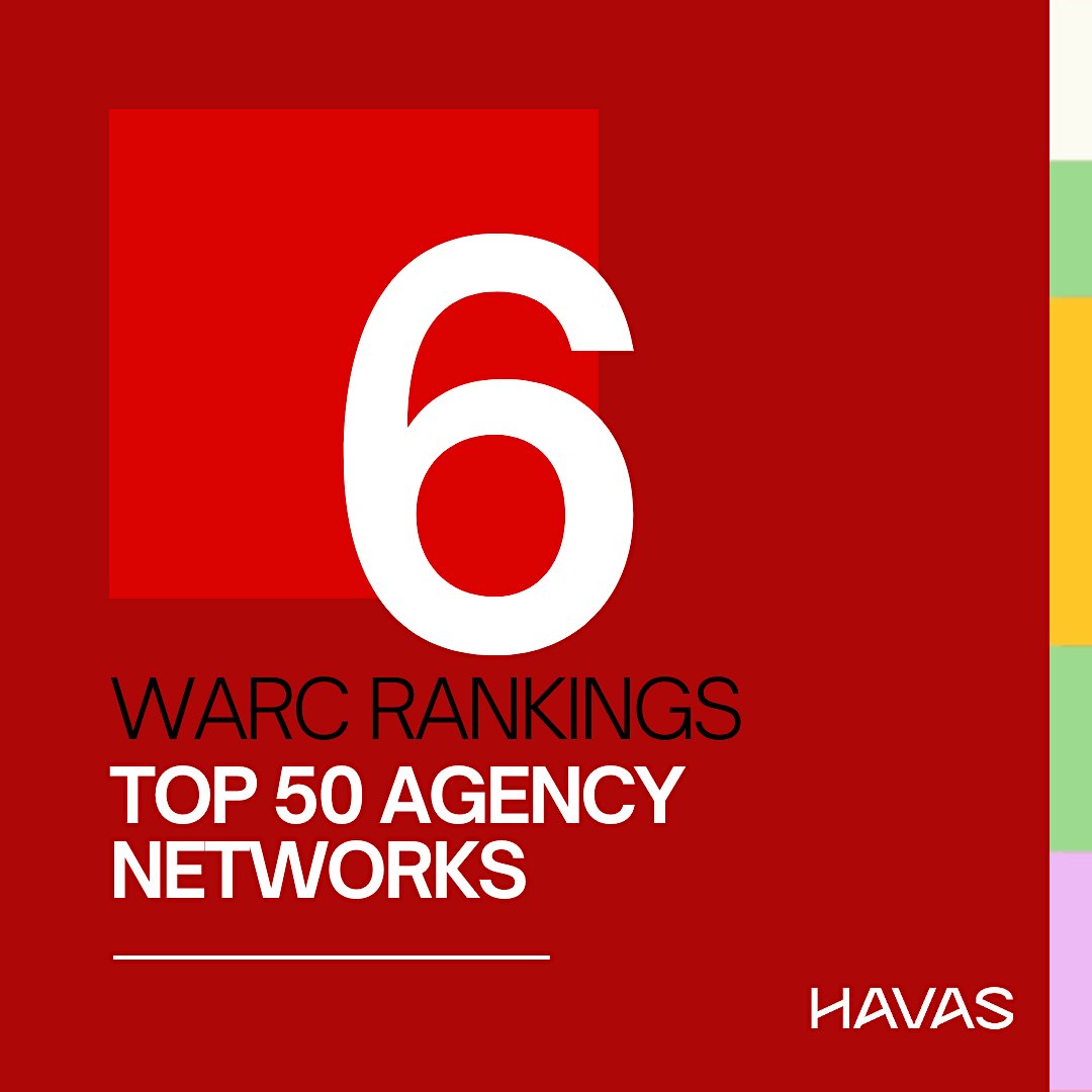 The #WARC Rankings 2024 - #Creative100 are here 📣 We are so proud to walk away as #6 on the Top 50 Agency Networks list. This is a testament to all of the hard work and creative excellence our agencies and people display every day! 👉 lnkd.in/e7hPdfJa #HavasProud