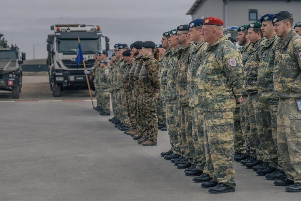SwitzerlandNato's tweet photo. On 9 March 2024, 🇨🇭 assumed command of the @NATO_KFOR multinational transport company from Austria. This handover highlights Switzerland's commitment to #KFOR, showcasing SWISSCOY as a trusted partner for the mission. #SWISSINT #KFOR https://t.co/D177sBXF3P