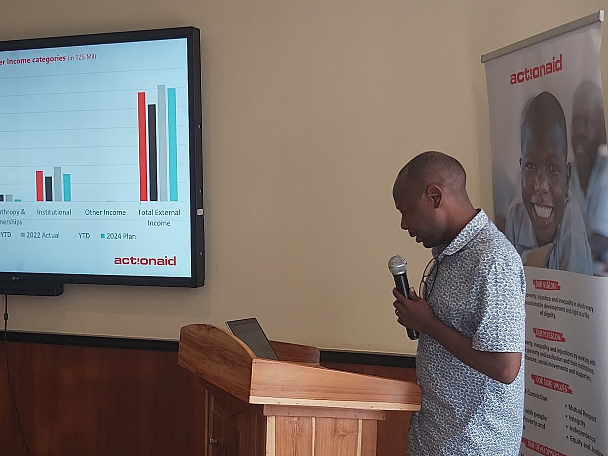 ActionAid Tanzania Finance Manager, Raphael Kabeho presenting 2023 Organization financial performance. We are encouraging the culture of transparency to our stakeholders. #Transparency #2023PRRP