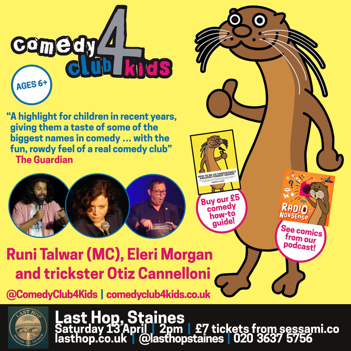 Staines! Children of Surrey! We're doing an Easter Special at @LastHopStaines on Saturday 13th April - join us for comedy excellence and much giggling with @runitalwar, @Eleri_Morgan and @Otiz_Cannelloni! 🎟️sessami.co/events/1899990…