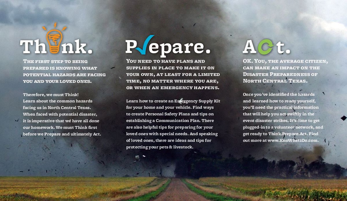 SMUAware's tweet photo. Stay safe, stay prepared! As severe weather season approaches, remember to: 'Think. Prepare. Act.' Stock up on essentials, create a family emergency plan, and stay informed about local weather forecasts.🌪️⛈️ 

#SMUAware #PonyUp #SMUDallas #SMU #KnoWhat2Do https://t.co/ljxsQA5707