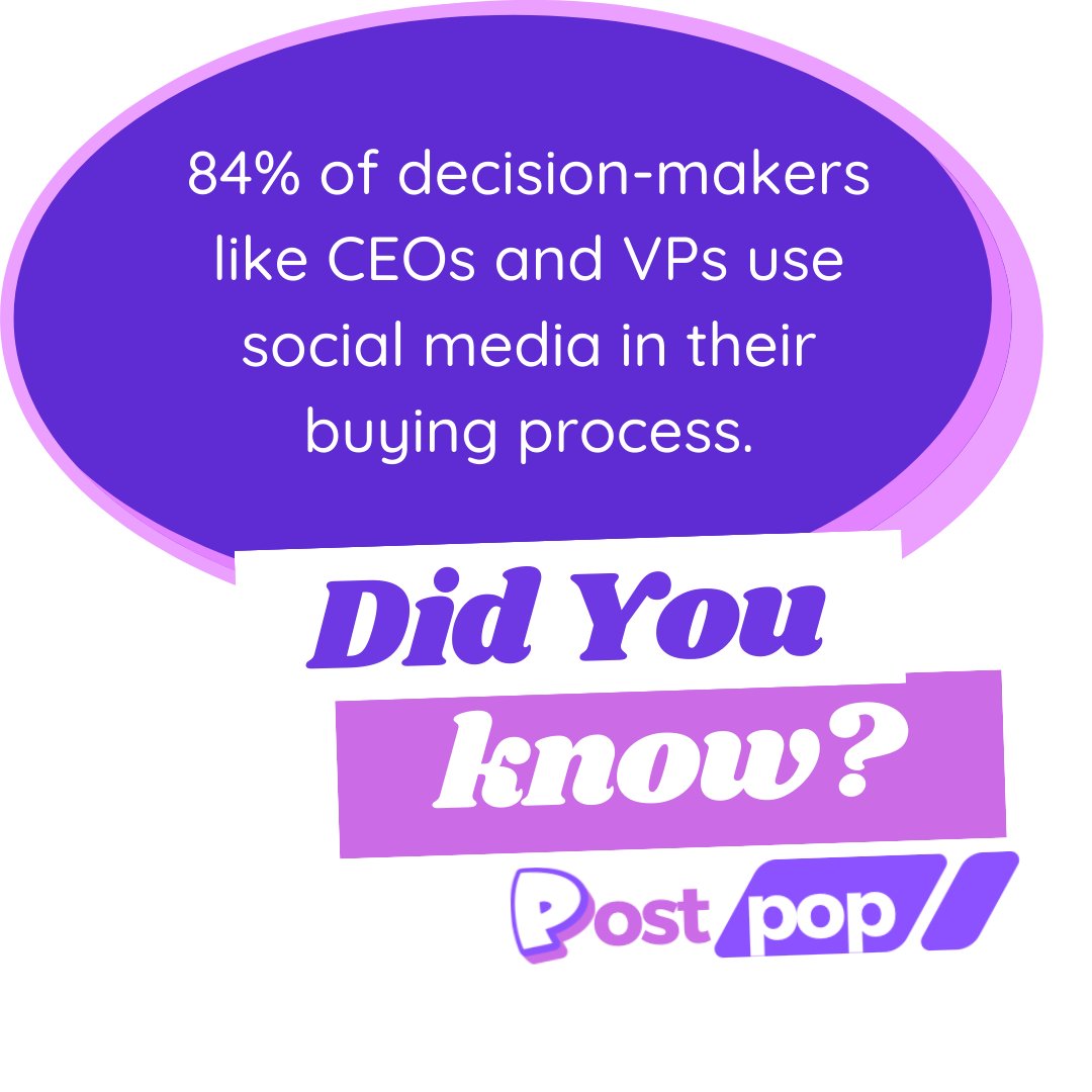 OurPostPop's tweet image. #DidYouKnow 84% of decision makers use social media in their buying process. make sure you're attracting engagement with quality promo from #PostPop