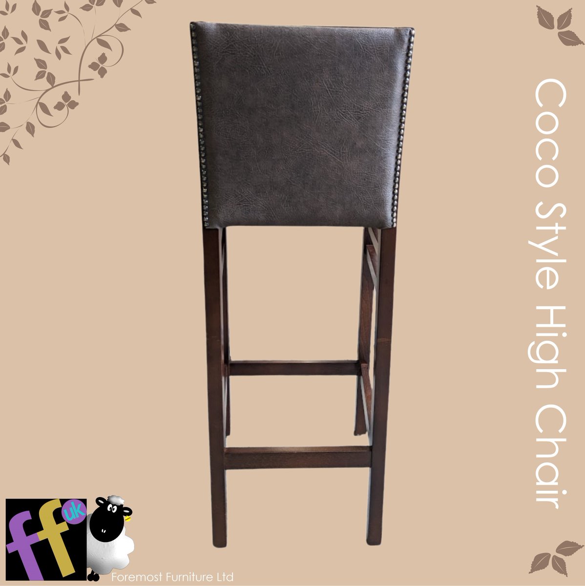 ffukltd's tweet image. Coco style high chair with studding detail - seat &amp;amp; back upholstered in @clarkeandclarke. #barstools #barstooldesign #barfurniture #HighChair