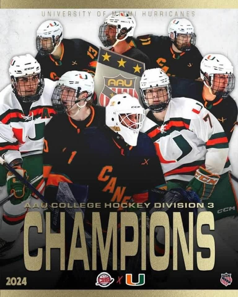 Congratulations to our Ice Hockey team for taking home the 2024 Division III Championship! 🙌 Go ’Canes! @canes_hockey