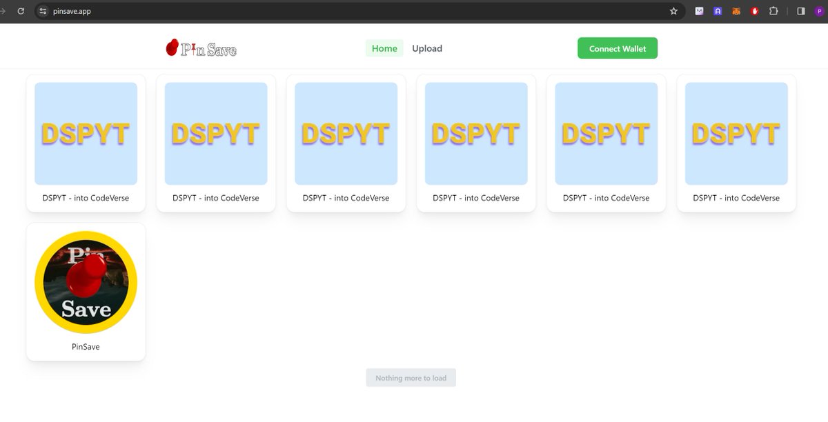 Updated Front End pinsave.app 

Connected Address via Wallet button with react context on _app.ts