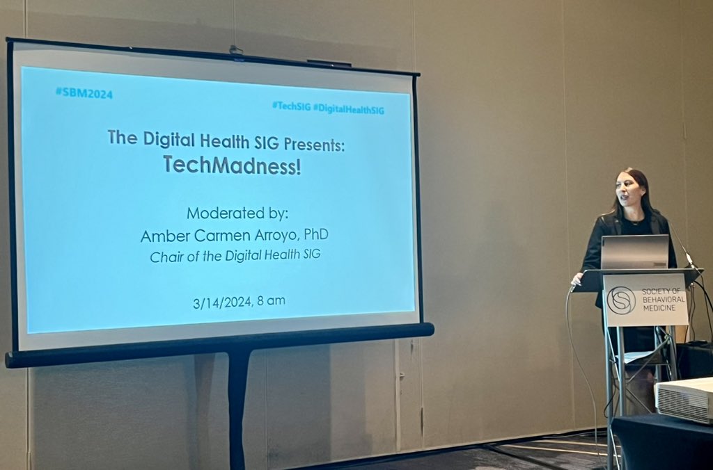 Amber Carmen Arroyo, PhD (@ambercarmena) on Twitter photo Kicking off #SBM2024 with the #TechMadness, a preview of all the #DigitalHealth research being presented at the conference this year! <a href="/SBMDigitalHlth/">SBMDigitalHealth</a> Kicking off #SBM2024 with the #TechMadness, a preview of all the #DigitalHealth research being presented at the conference this year! <a href="/SBMDigitalHlth/">SBMDigitalHealth</a>