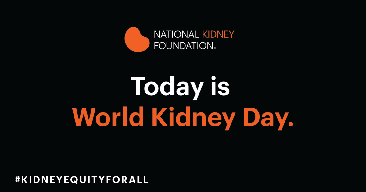 Today is #WorldKidneyDay! We believe that all 37 million Americans affected by kidney disease should have access to high-quality, patient-centered kidney care. Join us in this mission at KidneyEquityforAll.org today. #KIDNEYEQUITYFORALL