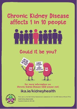 Chronic Kidney Disease (CKD) is a long-term condition where the kidneys do not work as well as hey should. This disease affects 1 in 10 people. For more information visit Kidney Health – ika.ie/kidneyhealth/I… @HealthyIreland #HealthyLouth